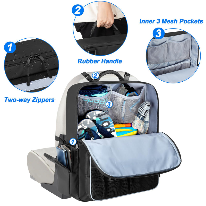 GRAOSO Boat Organizers and Storage, Boat Back Seat Carrying Bag with Rubber Handle and Adjustable Back Belt, Multiple Pockets for Boat Accessories, Black
