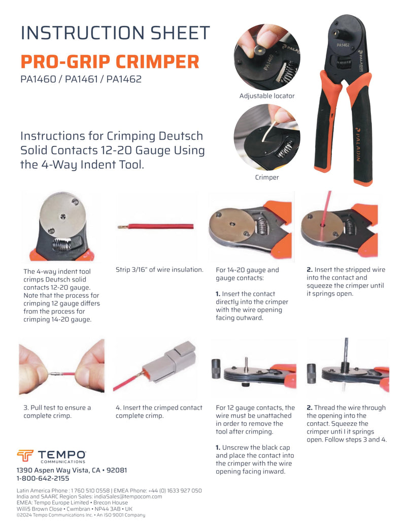 Paladin Tools PA1460 Closed Barrel D-Sub Crimper - 20-26 AWG, 4 Way Indent - Professional Grade 1