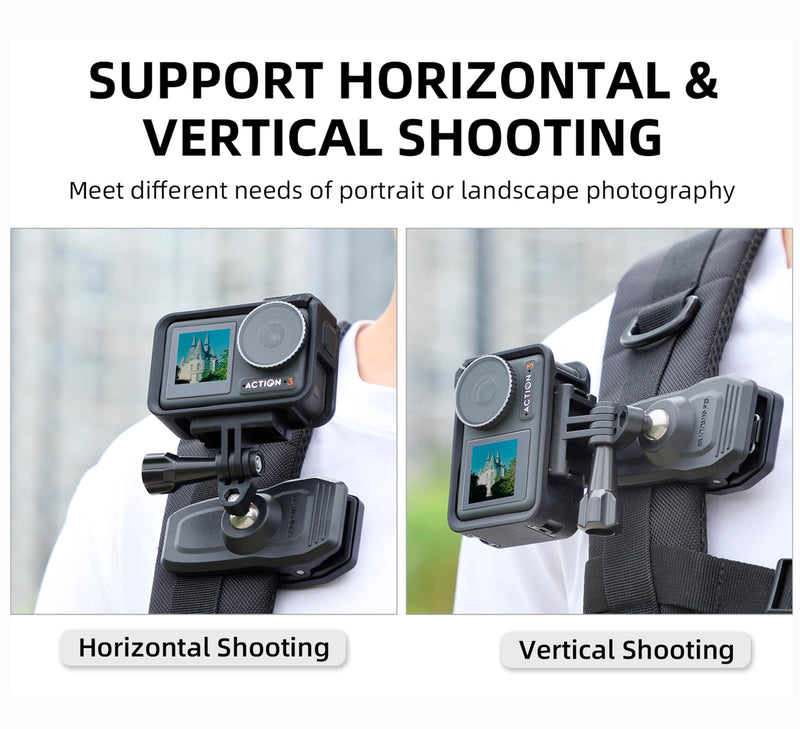OSMO Pocket 3 Magnetic Backpack Clip Mount 360° Rotation Shoulder Strap Holder Compatible for DJI OSMO Pocket 3 Accessories/GoPro Hero 13/12/11/10/9/8/7/6/5/Insta 360 X4 X3 X2 X ONE RS R GO3