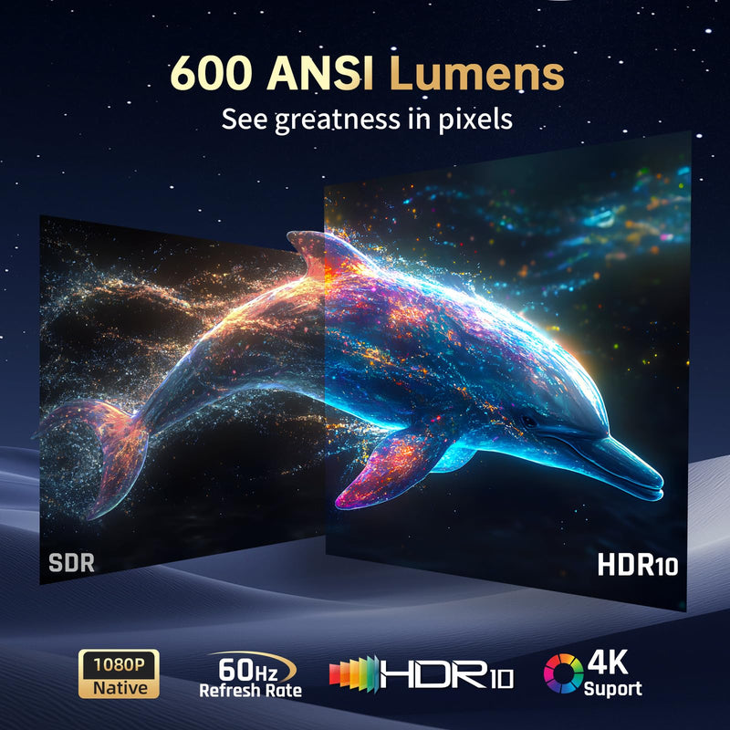 [Netflix Licensed &Dolby Audio]KTC Smart Projector 4K Supported TRUE 600ANSI Native 1080P with WiFi and Bluetooth & Dual Strong Speakers,Seamless Autofocus & Keystone Home Theater Proyector 2025