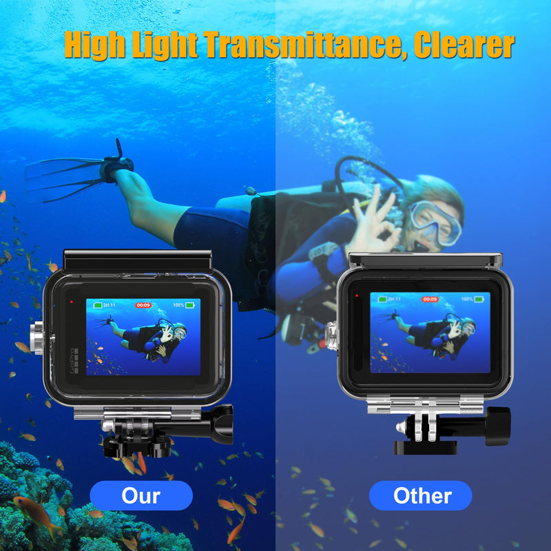 Waterproof Case with Dive Filters for Go Pro Hero 12 Black/Hero 11 Black/Hero 10 Black/Hero 9 Black, 230 FT/70M Underwater Protective Housing Dive Kit, Professional Action Camera Dive Accessory