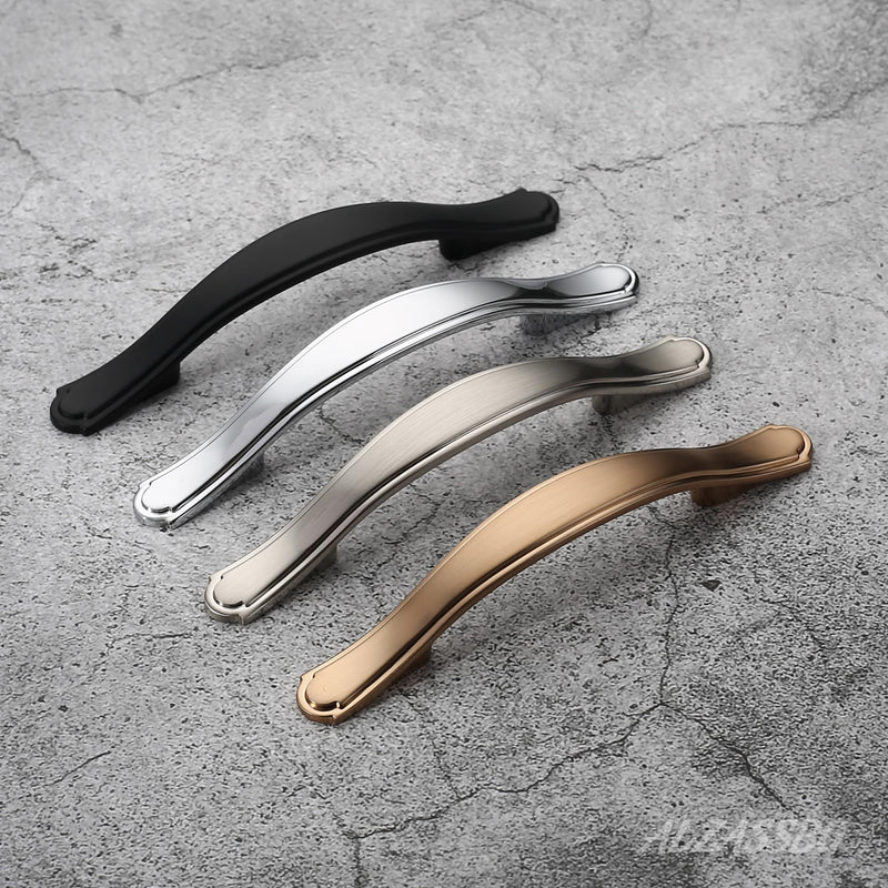 Alzassbg 10 Pack Matt Black Cabinet Pulls, 3-3/4 Inch(96mm) Hole Centers Cabinet Handles Arch Kitchen Hardware for Cabinets and Drawer AL3028MB Traditional - Matte Black 3-3/4" Hole Center