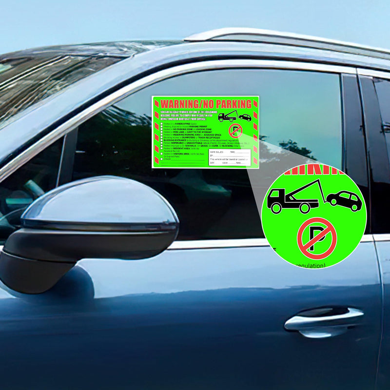 Parking Violation Stickers 25 Pcs Fluorescent Green You are Illegally Parked Multi Reasons Hard to Remove Tow Warning Private Parking Warning Sticker for Car Windows