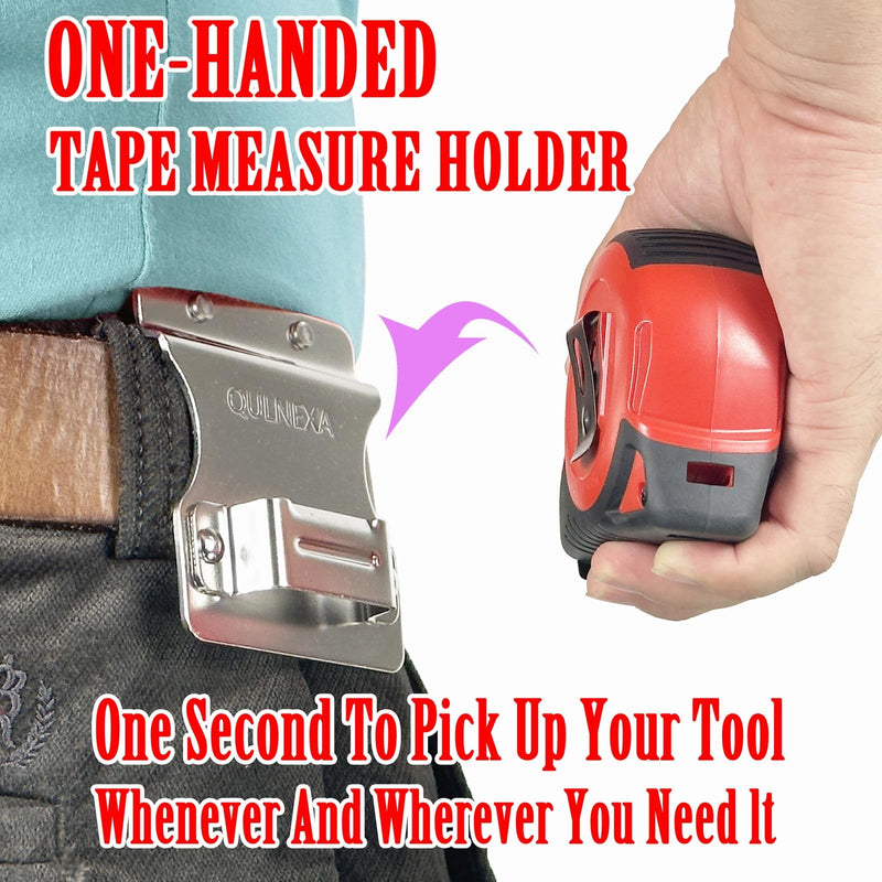 Tape Measure Holder for Belt, Leather Tape Tool Measure Holster, Occidental Leather Measure Belt Clip Tape Hoster-Silver