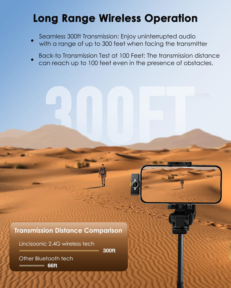 Wireless Lavalier Microphone for iPhone/Android, Lapel Mics with USB-C Plug-Play, Mini Mic with 2.4GHz Noise Cancellation, Charging Case Included, 300ft Range for Stream, Vlog, TikTok and YouTube Type-C