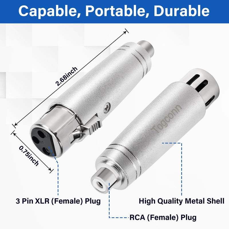 RCA to XLR Adapter 2 Pack, RCA Female to XLR Female Adapter,RCA Female to XLR Connector XLR Female to RCA Female