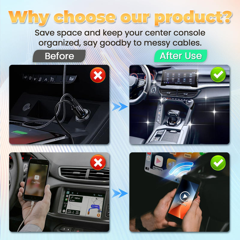 Wireless Carplay Adapter AI Box for OEM Wired Carplay/android Auto to Wireless Connection Plug and Play Dongle Magic Box for Car model 2016+ and iphone IOS 10+