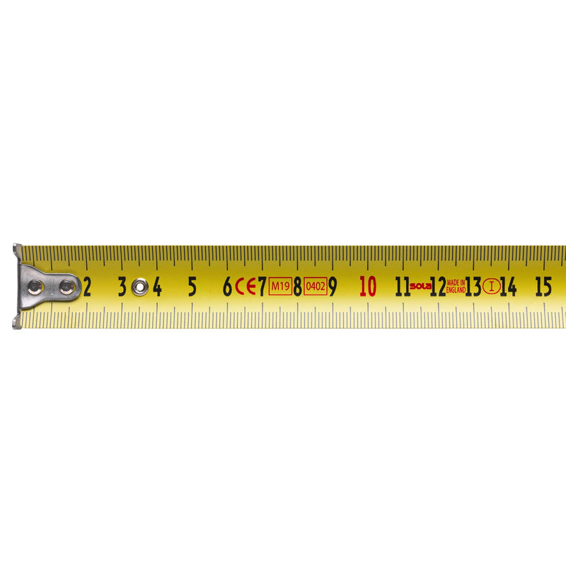 SOLA PRO-TM Tape Measure 5 m / 19 mm Robust Professional Tape Measure with Belt Clip Steel Tape Painted Yellow with mm Scale Accuracy Class I Roll Meter with Movable End Hook Length 5 m / 19 mm