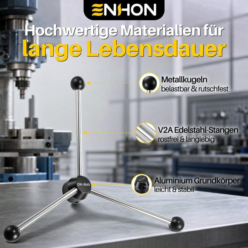 Enhon Bench Drill Turnstile Hand Lever Compatible with Bosch PBD 40 | Extended feed lever (rod length 156 mm), drill replacement handle made of stainless steel and aluminum, durable
