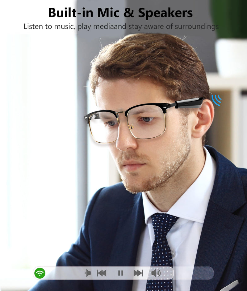 Voice Control Smart Glasses-Bluetooth Sunglasses with Built-in Mic&Speaker,UV400 Polarized,Perfect for Men & Women Lightweight Running/Cycling Eyewear, Slim-Fit Frame.