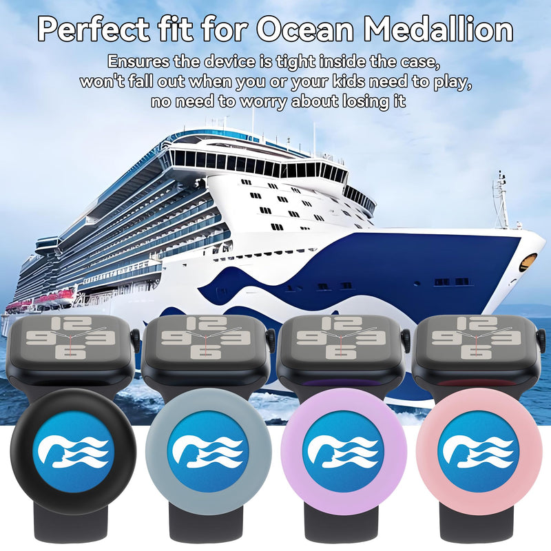 Princess Ocean Medallion Watch Adapter,princess medallion holder for Princess Medallion Device in 2023 & 2024,Also for Apple Airtag Dog Collar Holde Black/Blue/Pink/Purple