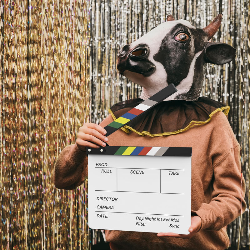 Acrylic Film Movie Clapper-Board,Hollywood Directors Photography Studio Video TV Clapper Board with Erasable Pen Movie Theater Props Decor,Acrylic Clap Board 10.5 X 11.7 inches