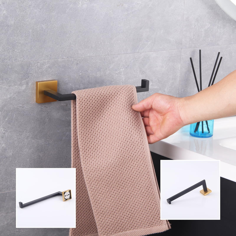 GERZWY Bathroom 2-Piece Hardware Accessories Toilet Paper Holder and Towel Ring Wall Mounted (Black & Gold) IG1856-2BD Black & Gold