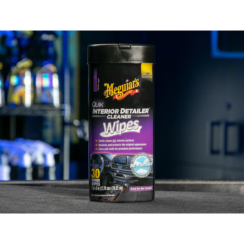 Meguiar's Quik Interior Detailer Wipes - This Non-Greasy Formula Cleans and Protects All Interior Surfaces - Easy Cleaning and Interior Detailer, All Surface Car Wipes with UV Protection, 25 Wipes