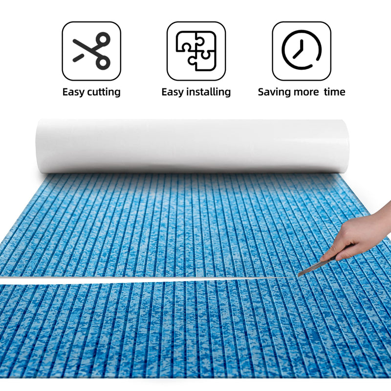 FOCEAN Boat Flooring EVA Foam Boat Decking Marine Flooring Camo Self-Adhesive Marine Mats for Jon Boats Bass Boat Kayak RV 94.5"x15.7", Blue Camo 94.5" x 15.7"