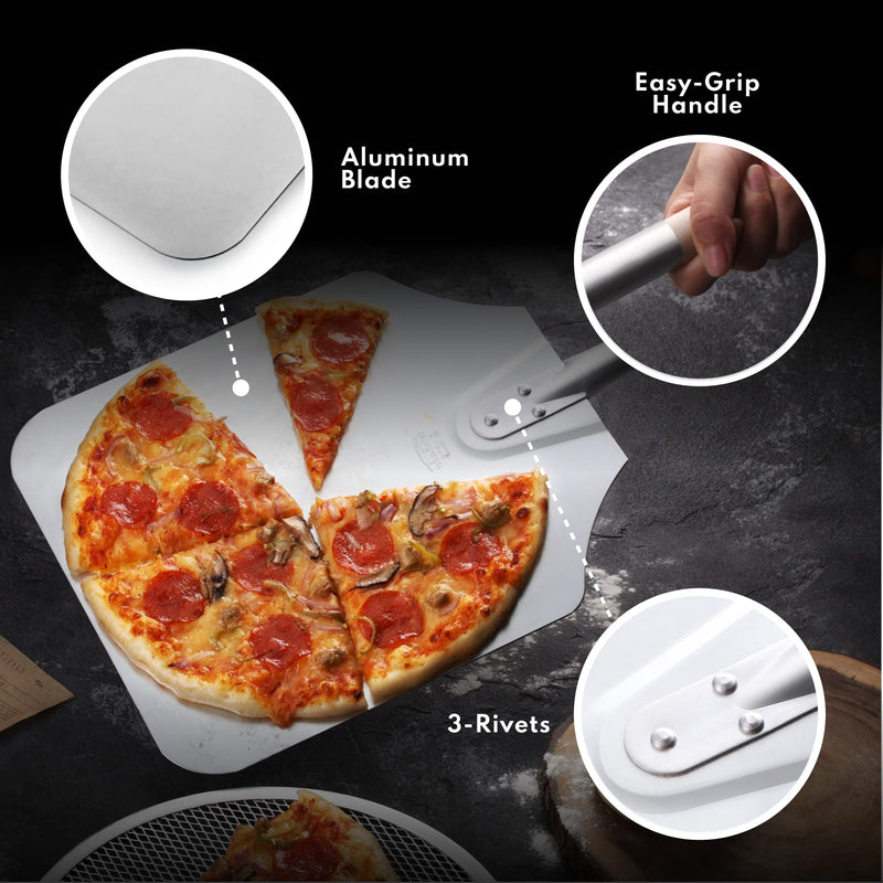 New Star Foodservice 50219 Aluminum Pizza Peel, Wooden Handle, 9 x 11 inch Blade, 26 inch overall 9" x 11" x 26"
