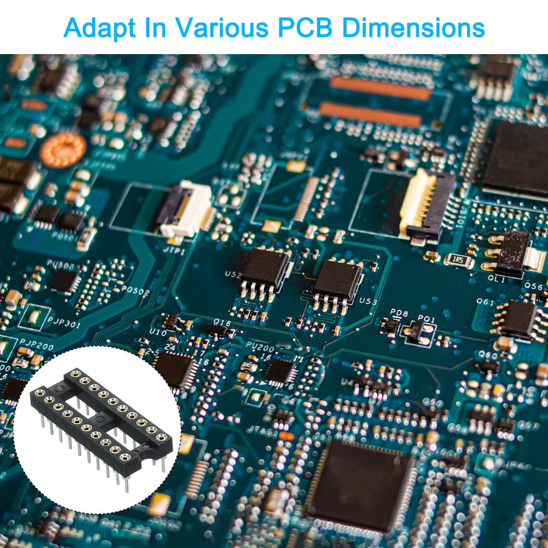 QUARKZMAN 2.54 mm Pitch 20 Pins DIP-IC Socket Connector Double Row 7.6 Pitch Round Pins Soldering for Electronics Experiment DIY Pack of 20 20 pin