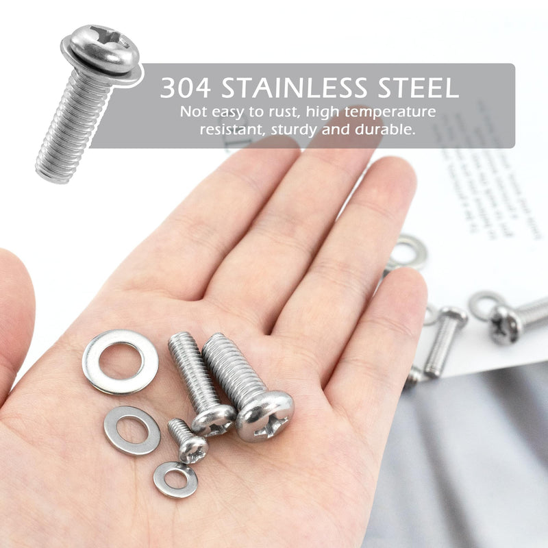 Quacc Universal TV Mounting Hardware Kit 24 PCS M4 M6 M8 Stainless Steel Screws Washers for VESA Wall Mount TV and Monitor Bracket Fixing