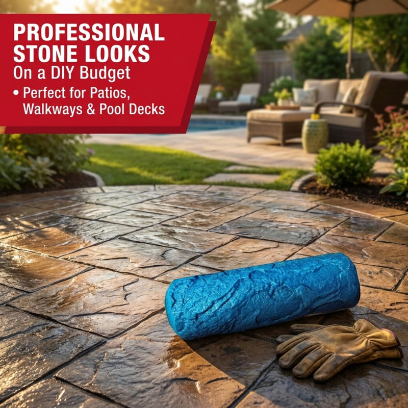 The Original Weathered Flagstone, Concrete Roller Stamp, Stone Texture Roller, Concrete Roller Stamp, and Masonry Form, for decorative concrete patios, driveways, walkways, water features, etc. by SBC WeatheredFlagstone