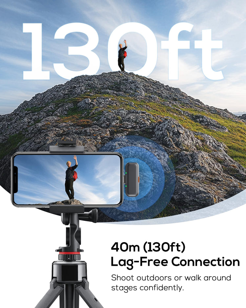 Wireless Lavalier Microphone for iPhone, iPad, Android - USB-C Plug Noise Cancelling Lapel Mini Mic with Charging Case, 30H Battery - Compact Clip-on Mic for YouTube, TikTok, Podcast, Video Recording Black