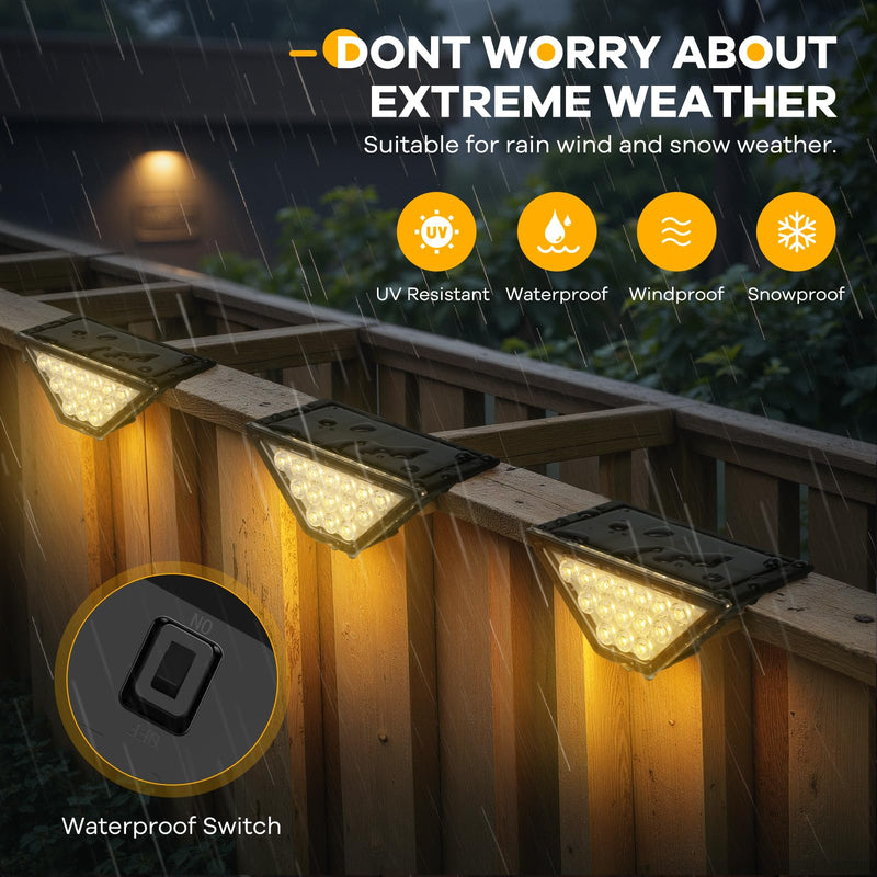 Solar Step Lights for Outside, Solar Stair Lights Outdoor Waterproof, Deck Step Lights for Fence, Patio, Yard, Porch, Front Door, Sidewalk, Garden, Patio Decor (Warm White,12 Packs) 12