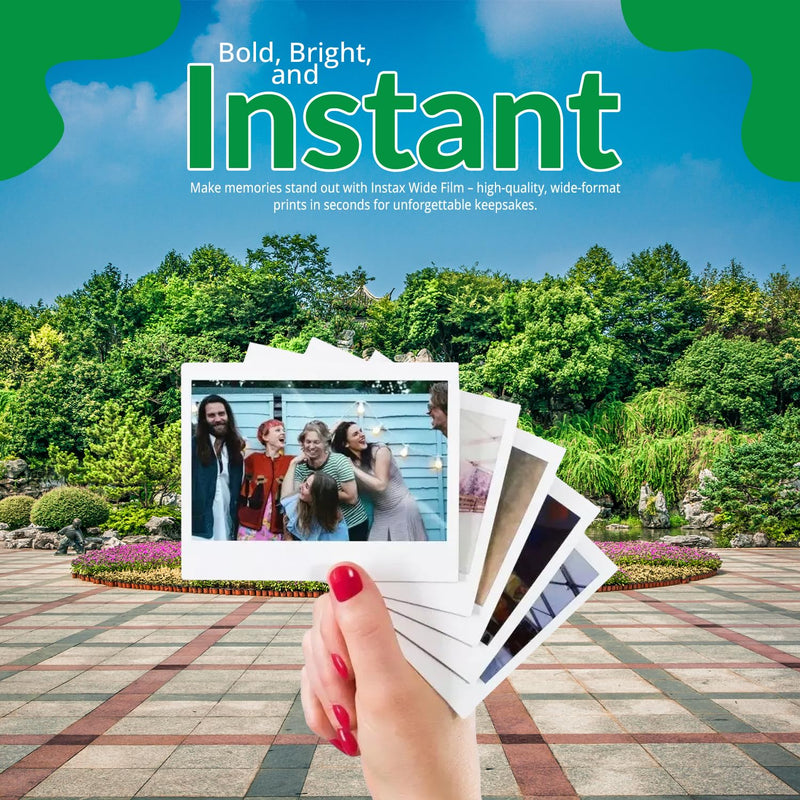 Fujifilm Instax Wide Instant Films for Fuji Instax Wide (40 Exposures) + BluebirdSales Microfiber Cleaning Cloth