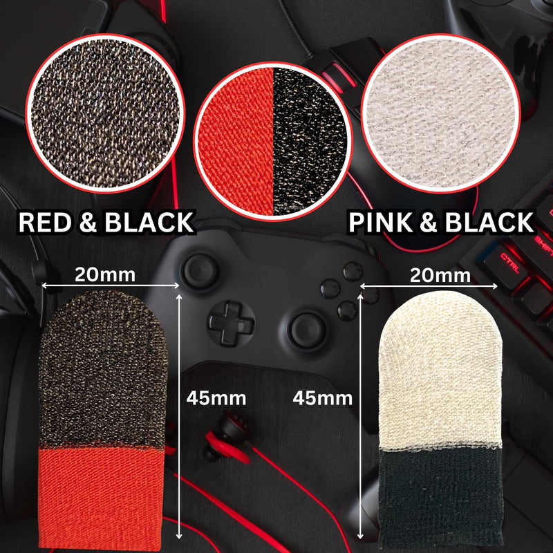 (16 Pack) Durable, Responsive, Gaming Finger & Thumb Sleeves, CODM & Mobile Gaming & Controllers, Pro Covers, Silver Fiber Offers Excellent Conductivity, Superior Senativitity. BLK & WHT