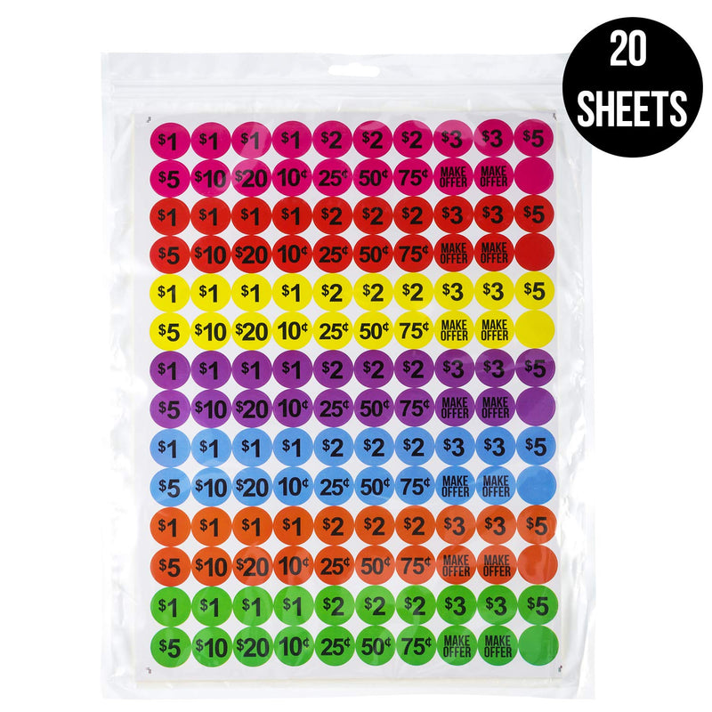 Neon Colors Prepriced Garage Sales Stickers, Pricing Labels, Sale Labels (Neon Pink, Yellow, Orange, Purple, Blue, Red, Green) Neon Pink, Yellow, Orange, Purple, Blue, Red, Green - NewNest Australia