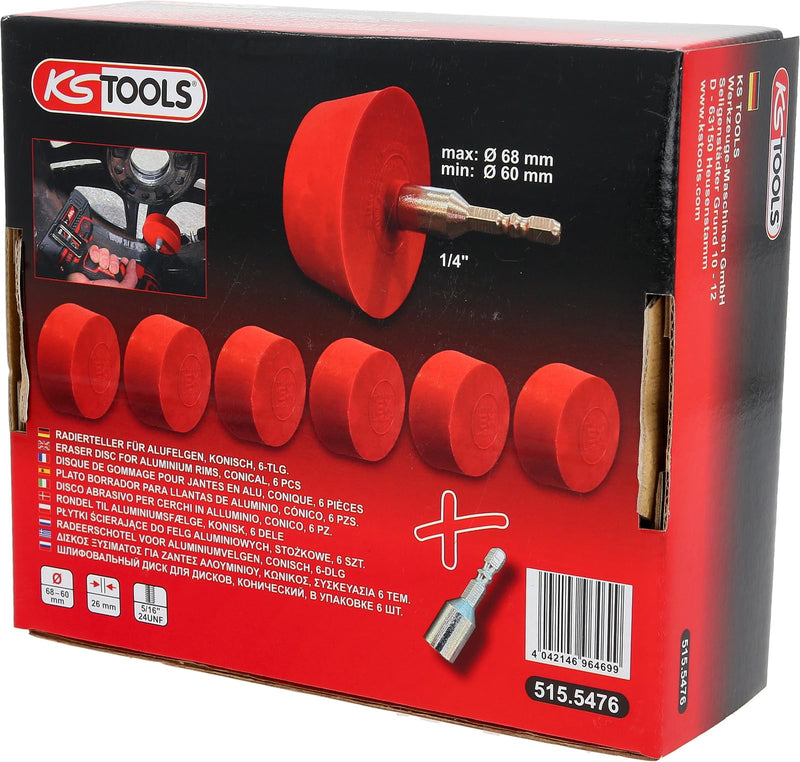 KS Tools 515.5476 Conical Alloy Wheel Eraser Pads (Pack of 6)