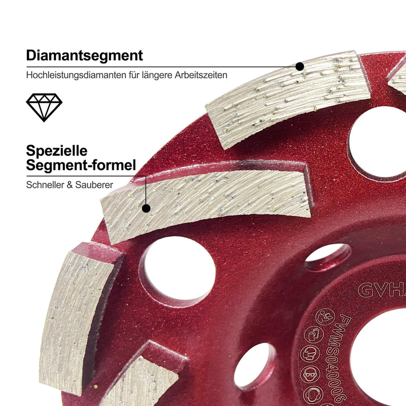 Diamond Cup Wheel 125 mm x 22.23 mm, Concrete Grinder Extra Speed | Cup Wheel 125 mm for Concrete, Stone, Natural Stone, Tile Adhesive, Granite, Masonry, Diamond Concrete Grinding Wheel, Stone Grinding Wheel 125 mm (Hooked Tooth)