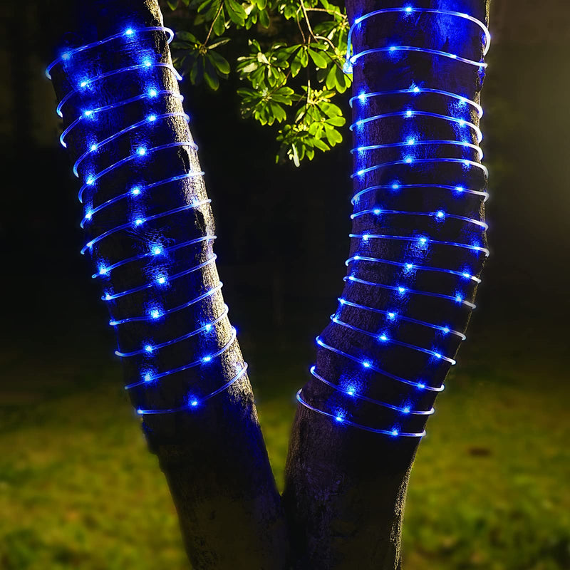 ICRGB Solar Pool Lights for Above Ground, 66FT 200LED 1200mAh Solar Rope Lights Outdoor, IP67 Waterproof Blue String Light with Remote, 8 Modes & Timing, Pool Garden Patio Fence Walkway Christmas