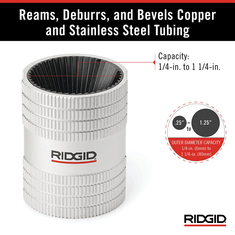 RIDGID 29983 Model 223S Internal/External Deburrer, 6mm to 36mm Deburrer, Inner Pipe Deburrer, Outer Pipe Deburrer 1/4-inch to 1-1/4-inch Single