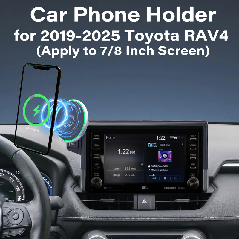 Car Phone Holder for Toyota RAV4 2019-2025 Accessories Apply to 7/8 Inch Touch Screen15W Fast Wireless Charger Screen Fixed Clip Cell Phone Mount Hands-Free 360 Degree Rotation