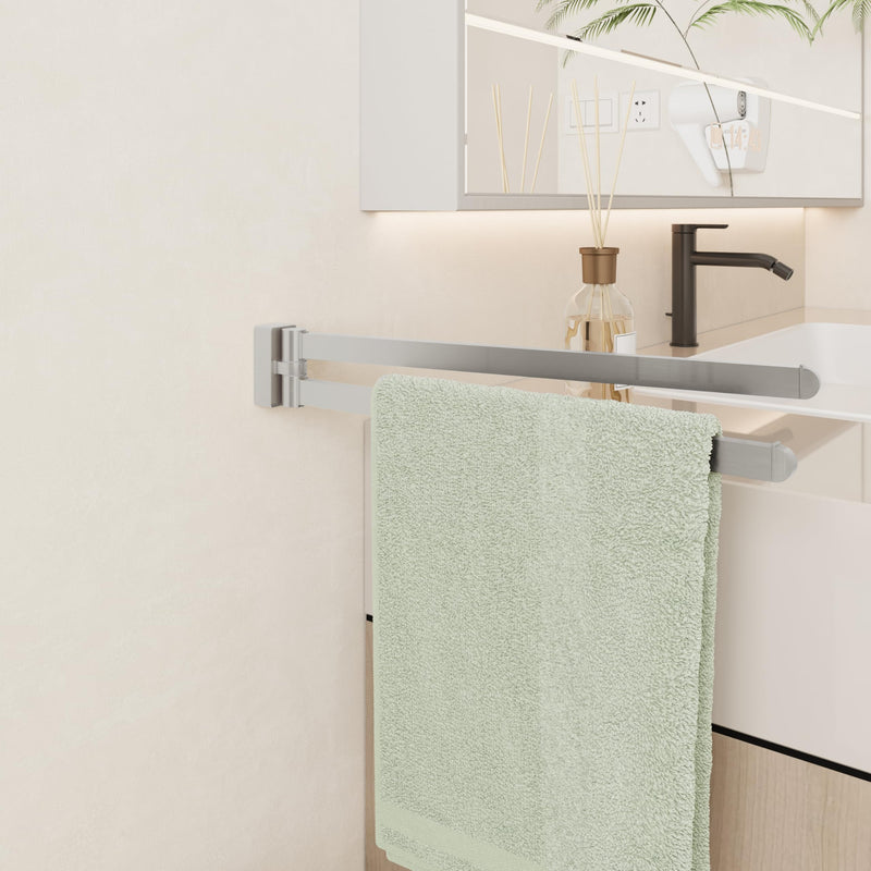 BGL Swivel Towel Bar Brushed Nickel,Two Arms Wall Mount Towel Hanger Holder for Bathroom Organizer