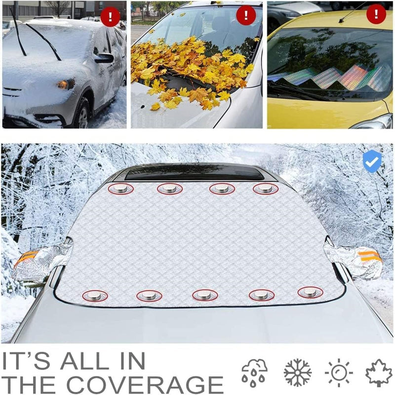 Windshield Snow Cover, Car Windshield Cover for Ice and Snow, Automotive Magnetic Windshield Frost Cover with Side Mirror Cover Protector in Winter, Suitable for Most Vehicle, Car, SUV