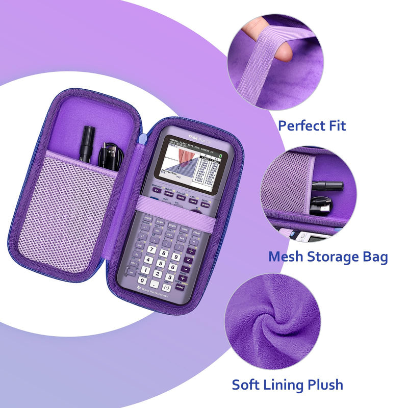 XANAD Purple Hard Case for Texas Instruments TI-84 Plus CE/TI-84 Plus/TI-Nspire CX II CAS/TI-Nspire CX II/TI-83 Plus/TI-89 Titanium/TI-85 / TI-93 Color Graphing Calculator