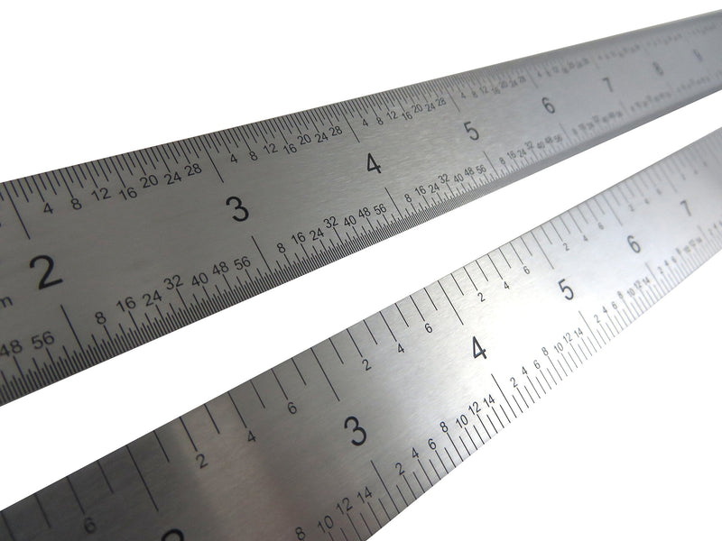 Taytools 24" Rigid Machinist Rule Ruler Hardened Spring Steel 4R Graduations in 1/8", 1/16", 1/32" and 1/64" MRSAE-24