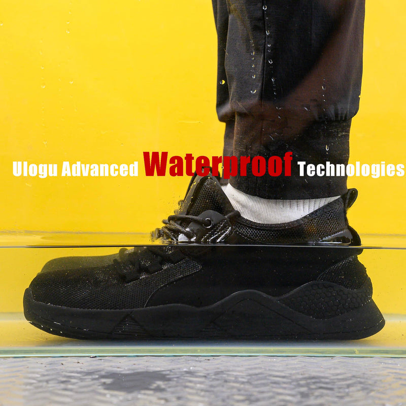 ulogu Waterproof Non Slip Shoes for Men Women Work Sneakers Food Service Water Resistant Slip on Walking Shoes Black 8 Women/6 Men