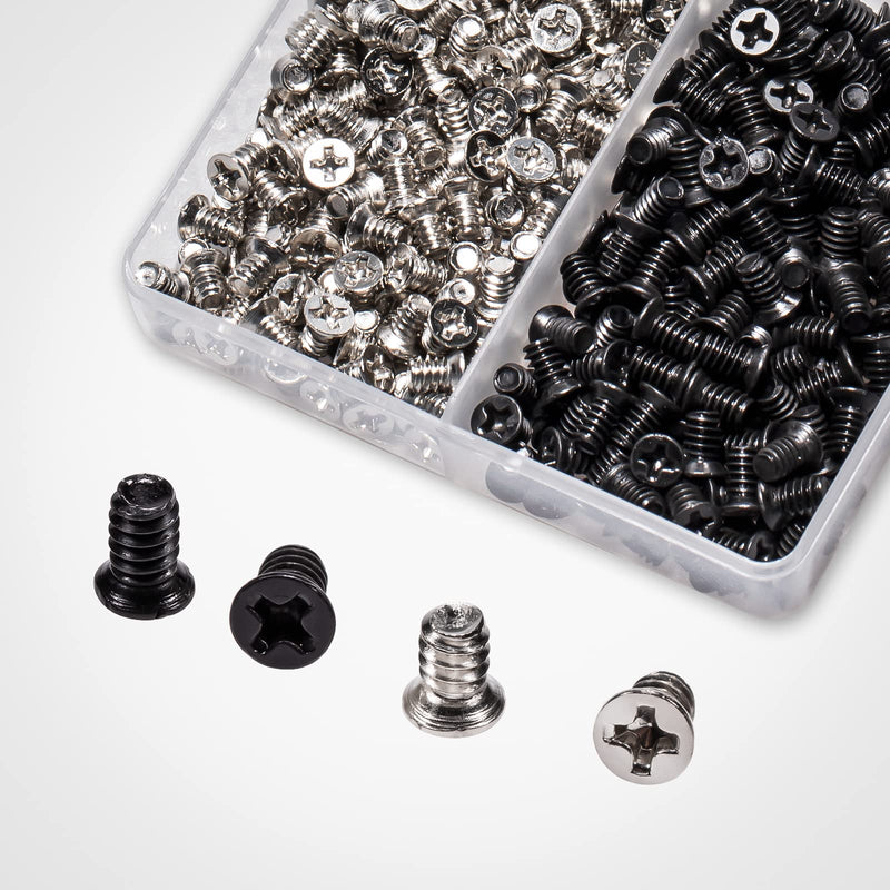 Hard Drive Screws KM6#-32 Flat Head Screws Countersunk Phillips Head for 3.5" HDD (400 Pcs, Black 200+Silver 200)