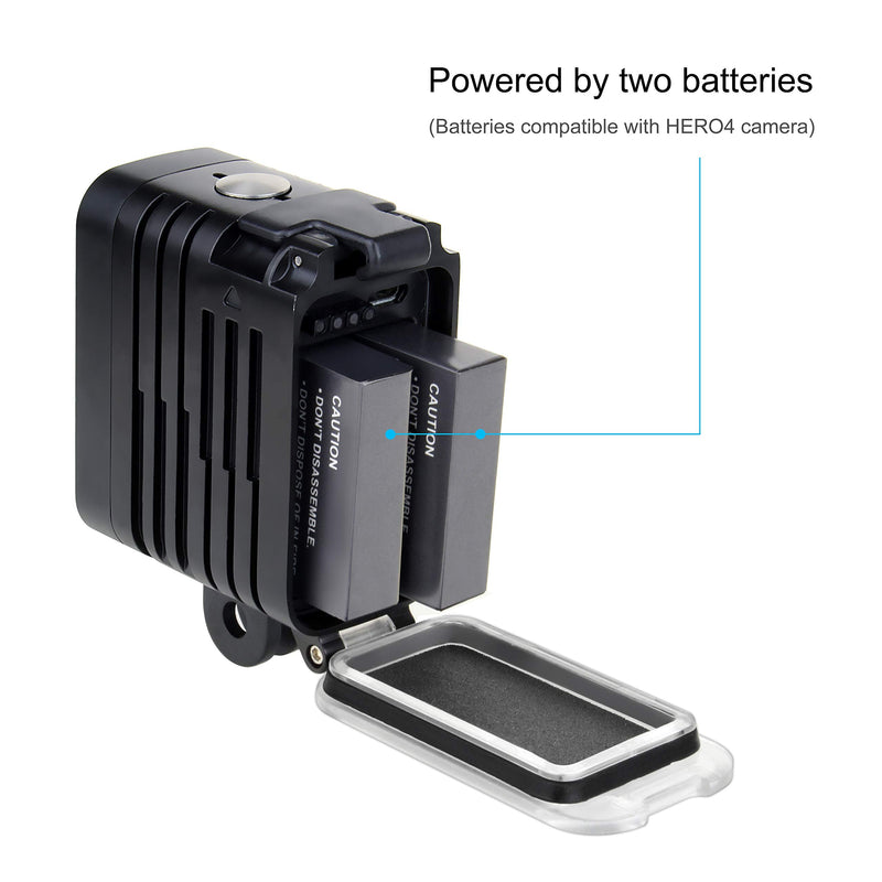 Aluminum LED Diving Light 164FT Waterproof 3 Modes Lightweight Multi-Purpose Dimmable Video Fill Night Light for GoPro Hero12 11 10 9 8 7 6 5 4 3 Session/Fusion/Max/DJI OSMO Action Camera