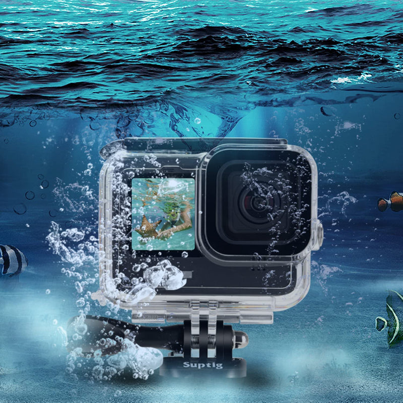 Suptig Waterproof Case Protective Housing Underwater Dive Housing for GoPro hero12 hero 11 hero 10 hero 9 Waterproof 196Ft