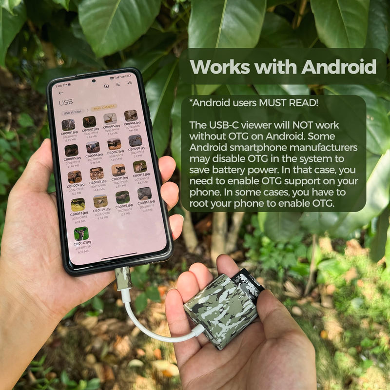 Trail Camera Viewer, Game Camera SD Card Reader for Hunters to View Images and Videos for iPhone 15 or Later and Android (USB-C) For iPhone 15 or later, Android (USB-C)