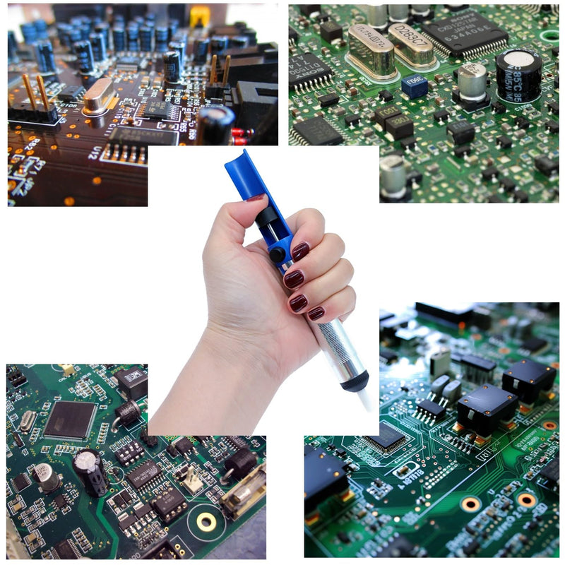 JZK Solder Suction Desoldering Pump, Removable Nozzle with Two Replacement Nozzle Tips, Small Desoldering Suction Pump, Solder Removal Tool, Soldering Accessories