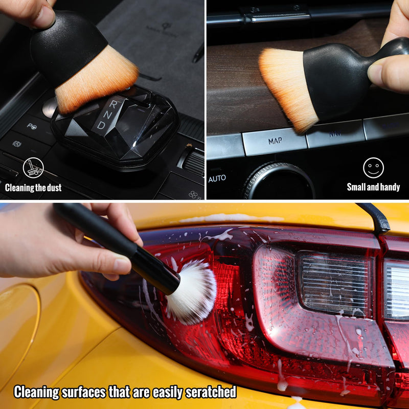 6PCS Car Detailing Brush Set, Ultra Soft Boars Hair Detail Brushes, Automotive Cleaning Brush Kit for Wheels, Air Vent, Leather Seats, Vehicles Auto Exterior Interior Detailing Brushes Tool