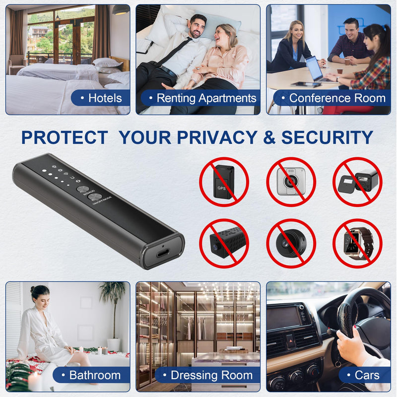 2025 Version Camera Finder Detector-KT-02 Hidden Device Detector with Vibration Sound Alarm & Flashlight, Detecting Spy Camera/GPS Tracker/Bug, Hidden Camera Detectors for Travel, Hotel, Car Light Gold and Black