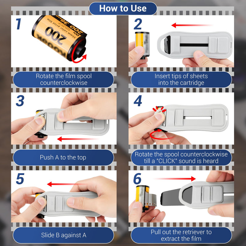 JJC 35mm Film Retriever, 135 Film Roll Picker Extractor Roll Film Tools, Portable & Easy to Use