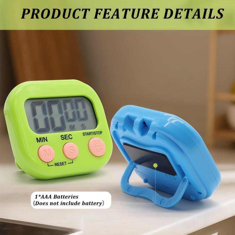12 Pack Multi-Function Electronic Timer - Kitchen Timer,Magnetic Digital Timers,Big LCD Display, ON/Off Switch,Extensively Use in Cooking,Gym, Meeting, Classroom,Kitchen,Study,Work,Outdoor Activities 12