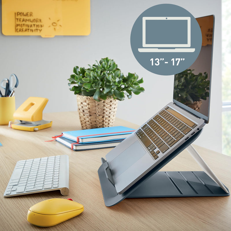 Leitz Adjustable Laptop Stand, Desktop/Tabletop Riser Stand, Compact Laptop Holder with 4 Heights, Ergo Cosy Range, Velvet Grey, 64260089
