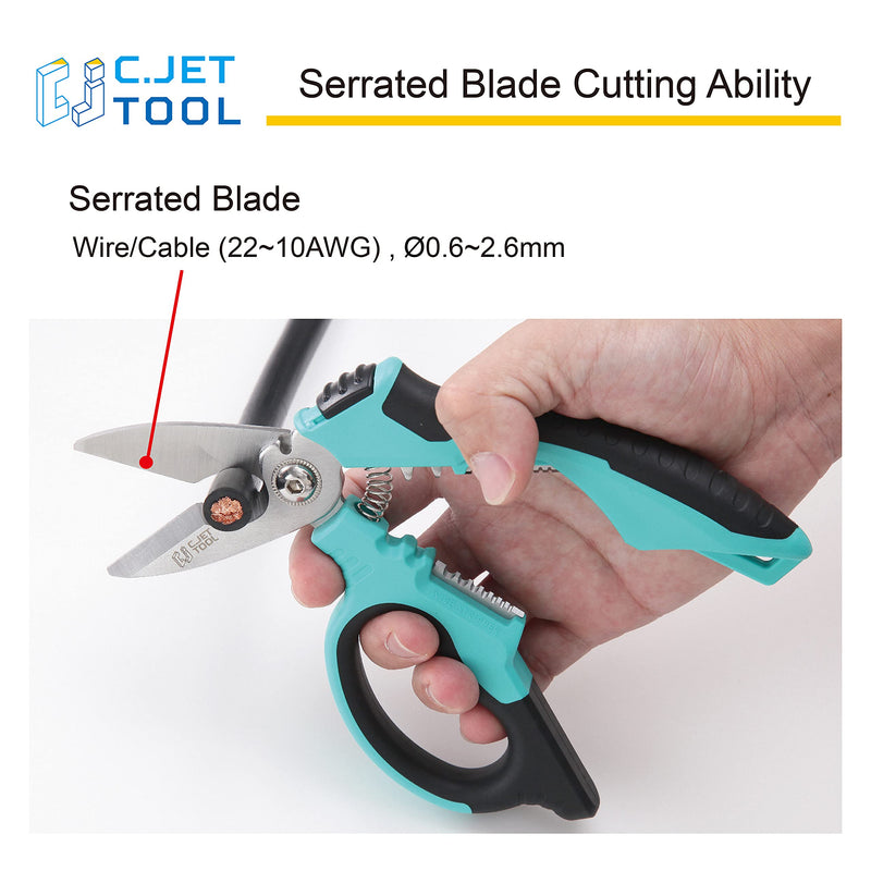 C.JET TOOL 8" Stainless Angle Type Electrician Scissors Heavy Duty Professional for Aluminium Copper Soft Cable