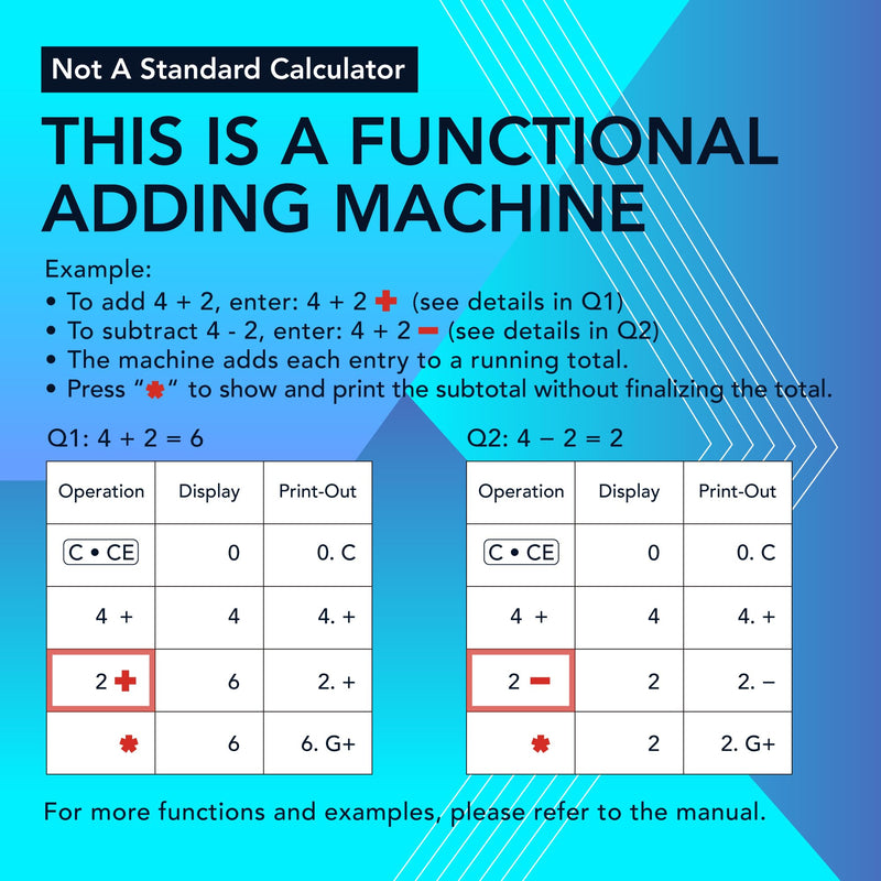 CATIGA 12 Digit Thermal Printing Calculator with Tape Print Out, Ink-Free Adding Machine, 3X Faster Quite at 8.0 LPS, Extra Large Fluorescent Display, Tax Calculation with Clock and Calendar, SP-2401 White (Ink Free)